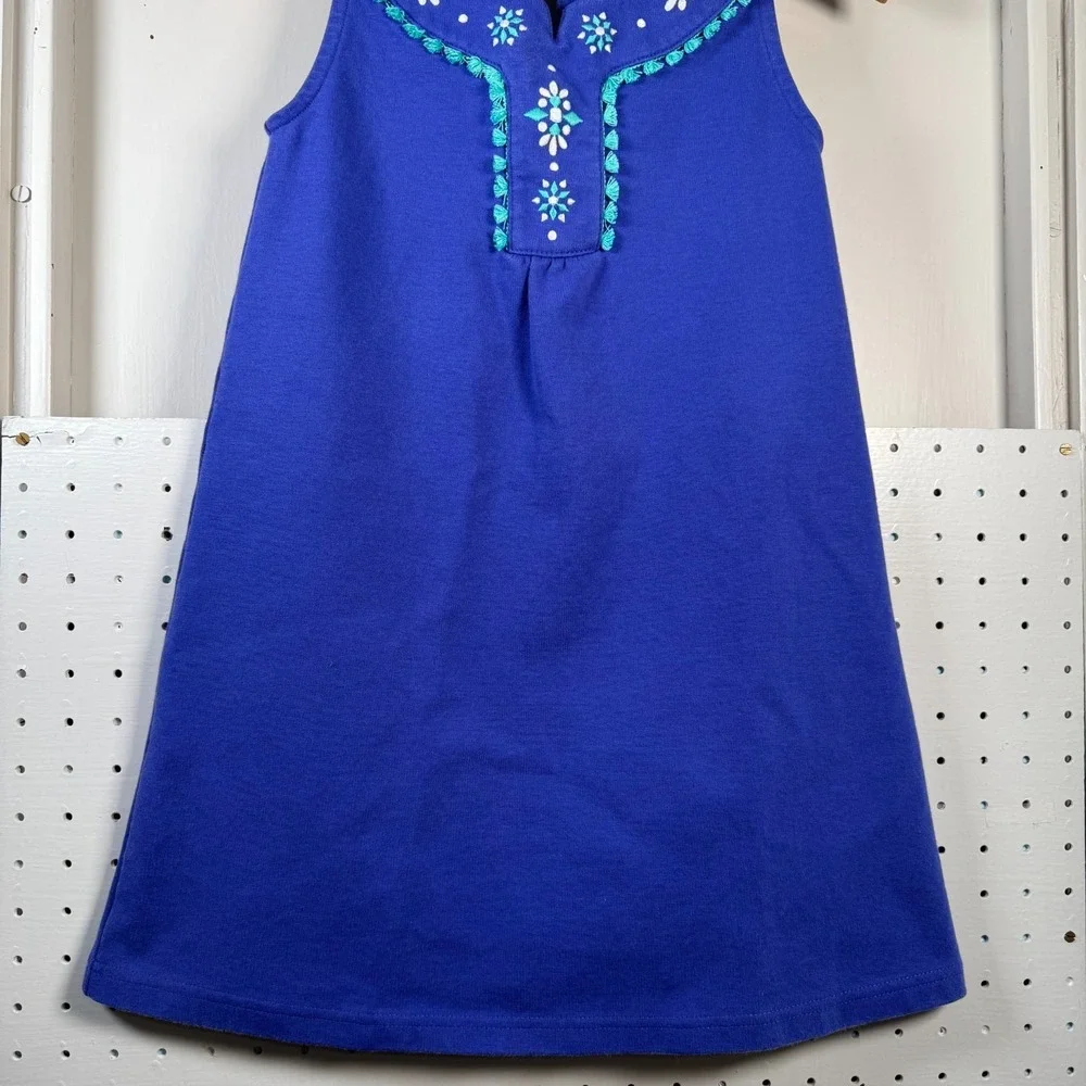 Gymboree Shift Dress Size 8 Blue Safari Embroidered Tassel Sleeveless‎ Summer